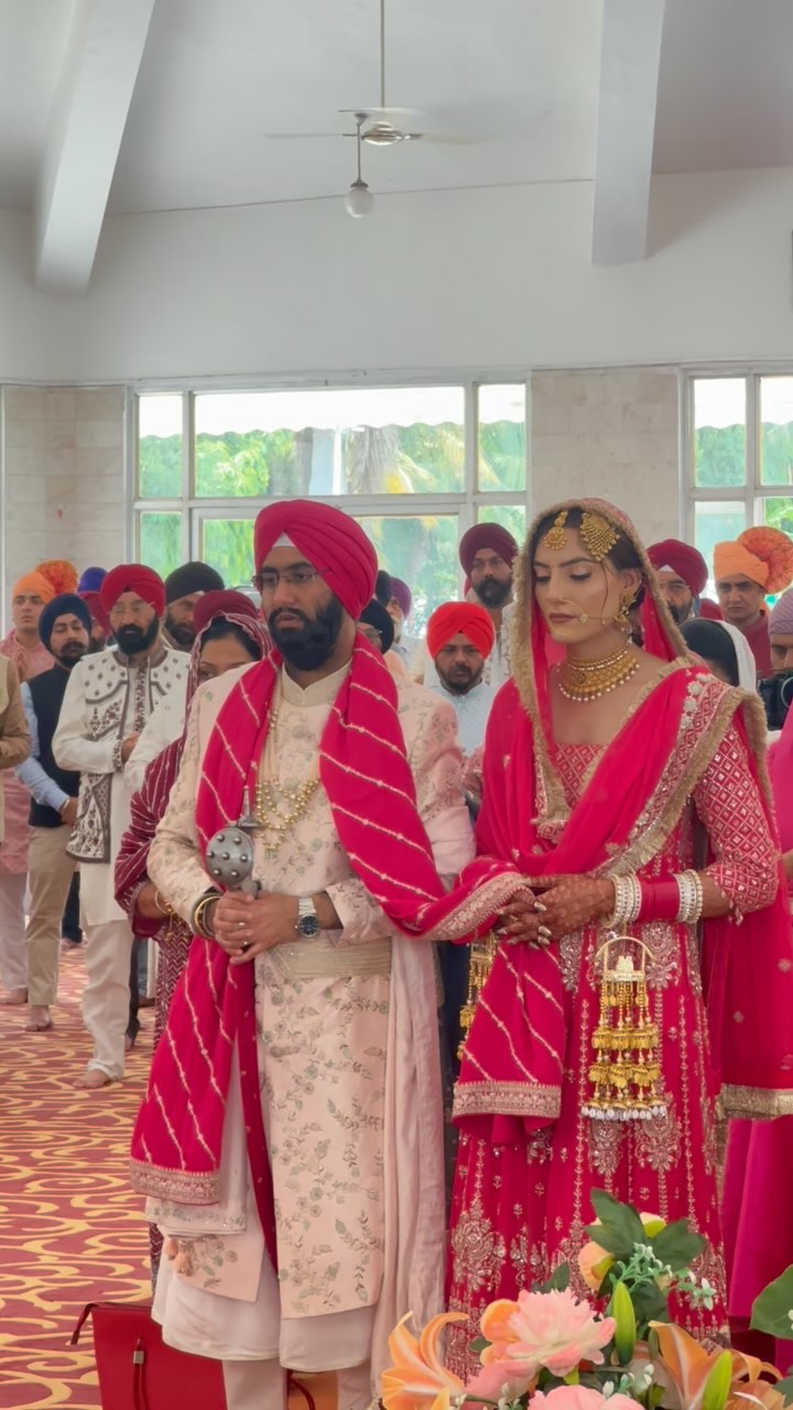 A bride and groom during their traditional wedding ceremony